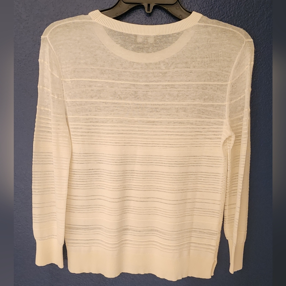 Theory Knit Variegated Stripe Lightweight Semi Sheer/ Linen Blend Size XS/P - Picture 5 of 13